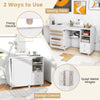 Portable Rolling Sewing Cabinet Craft Table with Lockable Casters-White