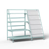 Bookshelf Bookcase with Children's Reading Room for 9 Storage Compartme Green