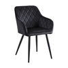 Pair of Velvet Black Dining Chairs Diamond Seats Metal Legs Living Room Kitchen