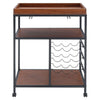 3 Tier Wood Drinks Storage Trolley Cart Metal Wire Bottle Holder Wine Glass Rack