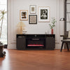 60'' TV Stand with 30'' Electric Fireplace Storage Cabinet Media Entertainment