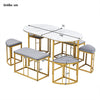 DINING TABLE AND CHAIRS SET WITH 6 STOOLS SPACE SAVING FURNITURE FOR 6-8 PERSONS