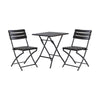 Set of 5 Wood Grain Effect Table&Chairs Outdoor Garden Bistro BBQ Furniture Set