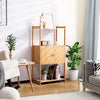 2 Tier Bamboo Bathroom Storage Cabinet Freestanding Cupboard Display Rack 2-Door
