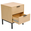 2 Drawers Wooden Bedside Cabinet Bedroom Furniture Storage Nightstand Metal Legs