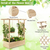 Indoor Outdoor Wood Planter with Arch Trellis & Hanging Roof-Natural