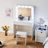 Dressing Table LED Lights & 1 Drawer Makeup Table with Mirror Bedroom White Gift