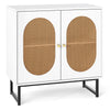 GAINOOM White Rattan Storage Cabinet 2 Door Buffet Sideboard w/Adjustable Shelf
