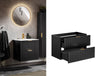 Bathroom Vanity Drawer Cabinet 800mm Black Floating Wall Unit Ribbed Modern Adel