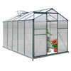Clear Polycarbonate Greenhouse Aluminium Frame Garden Plants Grow w/Slide Door