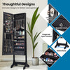 Lockable Jewelry Organizer Freestanding Jewelry Cabinet w/Full-Length Mirror