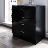 2 x Black Chest of Drawers |Modern Bedside Table Gloss Storage Bedroom Furniture