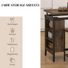Bar Table Set Floating Top Storage Shelves Counter Height Dining Table w/ Stools