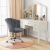 Adjustable Vanity Chair Upholstered Velvet Arm Chair with Wheels-Grey