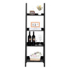 4 Tier Ladder Shelf Storage Shelving Unit Wooden Bookcase Plant Display Black