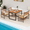 4 Pieces Acacia Wood Patio Dining Set-Natural