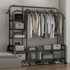 Heavy Duty Double Clothes Rail Rack Garment Hanging Stand Open Wardrobe Shelf