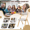Folding Dining Chair Set of 2 Wooden Upholstered Dining Chairs-Natural