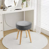 Dressing Table Stool Corduroy Round Makeup Vanity Seat Chair Wooden Legs Pouffe