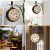 Creative Simple Double Sided Iron Bracket Wall Clock In&Outdoor Hanging Clock UK
