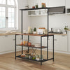 Kitchen Island Counter Top Breakfast Bar Dining Table Along 5 Tiers Storage Rack