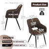 2 Pcs Brown GreyDining Chairs Faux Leather Diamond Cushion Seat With Hole