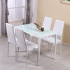 4 Seater Glass Dining Table and 4 Padded Chairs Set White Home Furniture New