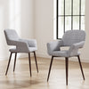 Grey Linen Dining Chairs 2PC/Set Kitchen Leisure Seat w/ Metal Legs Accent Chair