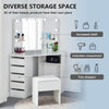 White Corner Dressing Table Makeup Desk Vanity Table 5 Drawers with Bubls