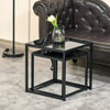 Nest of 2 Side Coffee Tables Set of Bedside Tables for Living Room Black