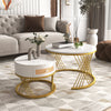 Set of 2 Round Nesting Coffee Table Side Table with 1 Drawer for Living Room