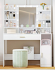 Dressing Table With 8 Shelves LED Mirror Set Makeup Desk Vanity Table Bedroom