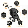 Double Seat Baby Stroller Folding Infant Pushchair with Adjustable Handlebar