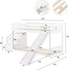 3ft Bunk Bed with Stairs and Slide, Solid Pine Wood Frame, Children Bed White