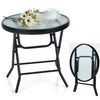 NEW INDOOR OUTDOOR PORTABLE GARDEN PATIO BISTRO FOLDING GLASS TOP METAL TABLE
