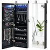 LED Lighted Jewelry Cabinet Wall Mounted & Door Hanging Jewelry Armoire Mirror