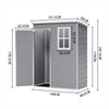 5 x 3ft Garden Shed Storage w/ Floor Foundation, Vents, Window, 2 Doors, Grey UK