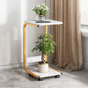 Rolling C-Shaped Laptop Side Table Bedside Table Sofa End Table with 2 Shelves