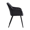 2 X Black Dining Chairs Velvet Padded Seat Metal Leg Kitchen Room Chair
