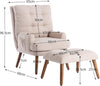 Accent Chair Armchair with Footstool Adjustable Backrest Wood Legs Lounge Chair
