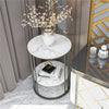 FATIVO Marble Side End Table Round Coffee Table Raised Black Legs Furniture Deco