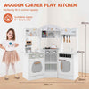 Kids Corner Wooden Play Kitchen with Coffee Machine & Slide-White