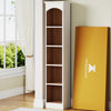 Tribesigns Corner Bookshelf, 5 Tier Narrow bookcase with storage, Wooden Oak