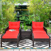 5 Piece Patio Rattan Sofa Set Outdoor Garden Wicker Lounge Chair with Ottoman
