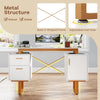 Computer Desk Home Office Desk with Floating Desktop & Dual Drawers White