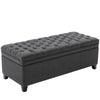 Large Linen Ottoman w/ Storage Button-Tufted Bedroom Bench Hinge End Of Stool