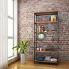5 Tier Bookcase Shelves Wood & Metal Storage Rack Industrial Bookshelf Unit UK