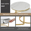 Round Nesting Coffee Table with Storage Drawer Stacking Side Tables Set White