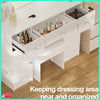 Dressing Table Vanity Makeup Desk Set with Stool Drawer 3-Color LED Light Mirror
