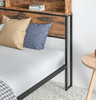 Industrial King Size Metal Bed Frame Wooden Panels Integrated Storage Headboard